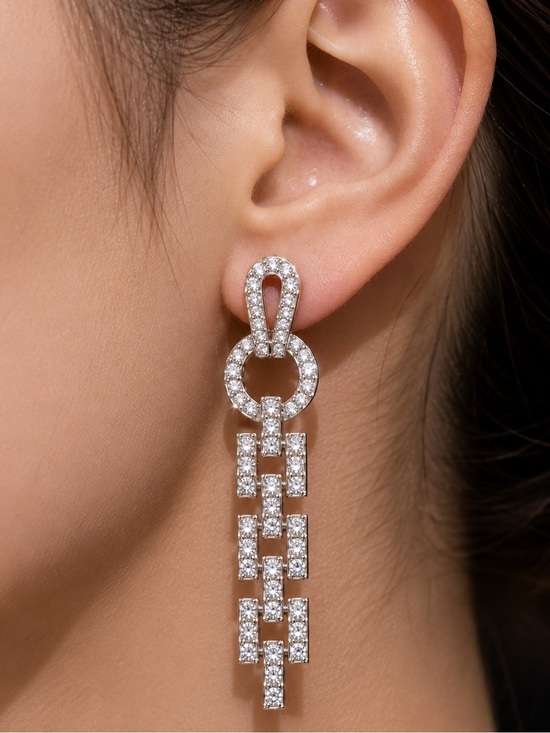 Anthropologie Jewelry - Elegant Luxury Silver tone finish long drop earring